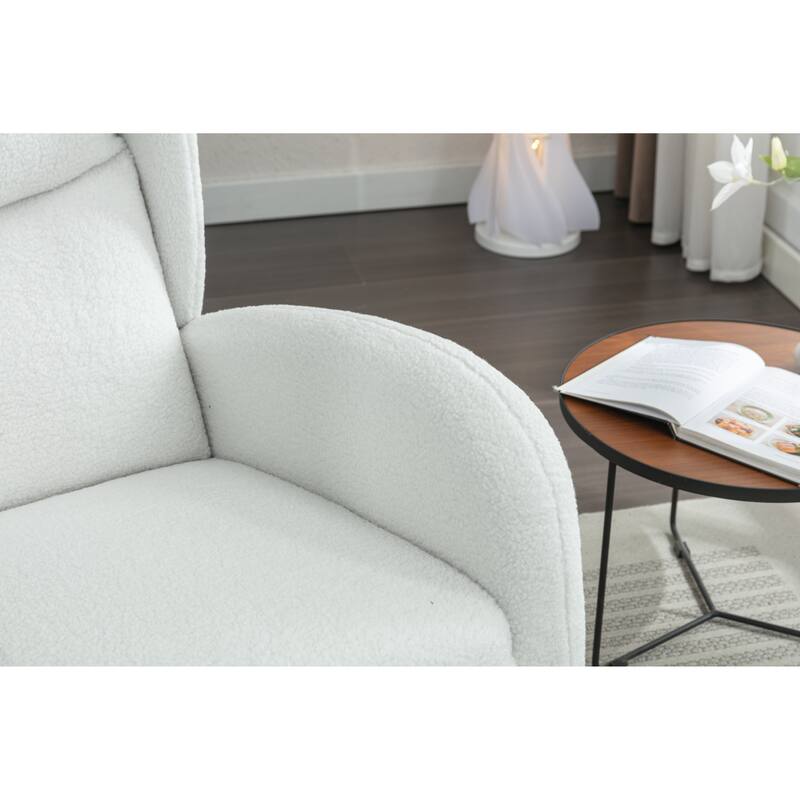 Single Sofa Rocking Chair Ivory Ergonomic Rocking Chair Glider Rocking Chair Adult Rocking Chair with Packet Wood Legs