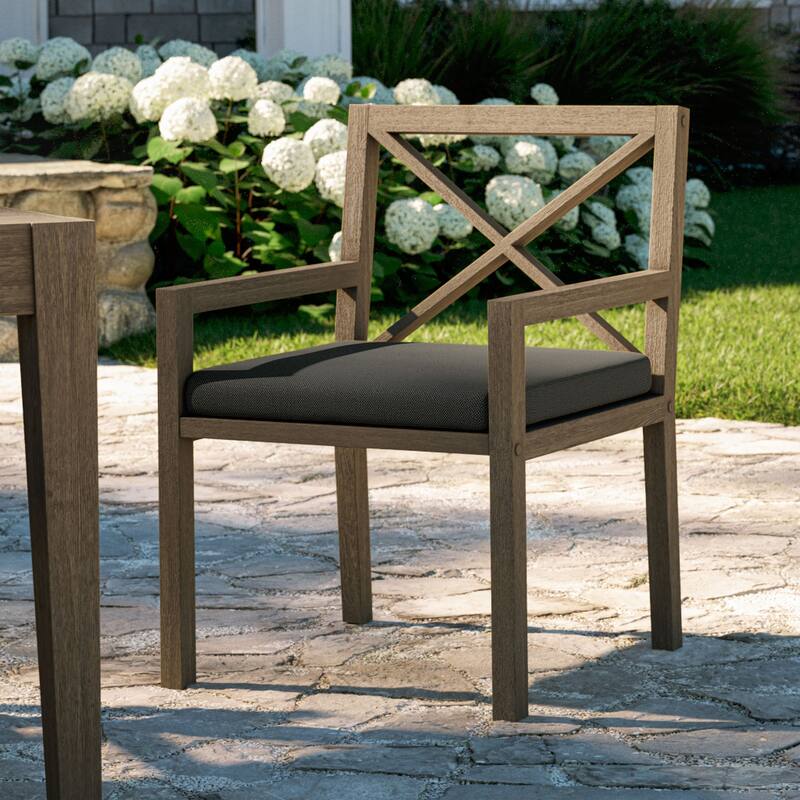 Northlake Outdoor Patio Teak Dining Armchair - Flint Gray