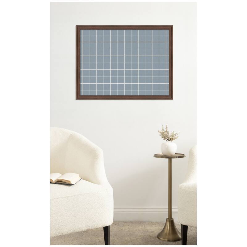 Kate and Laurel Framed Fabric Pinboard Light Blue Plaid Wall Organization