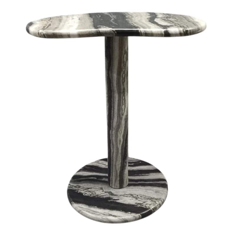 Marble Stone Accent Table Organic Pattern Savoir Design - 21" Black - 17.75" x 12.75" x 20.5"