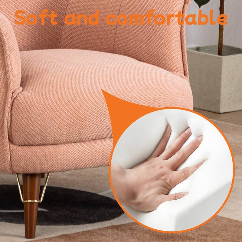 XINMICS Mid-Century Modern Accent Chair, Tufted Upholstered Armchair for Living Room, Bedroom, Set of 2