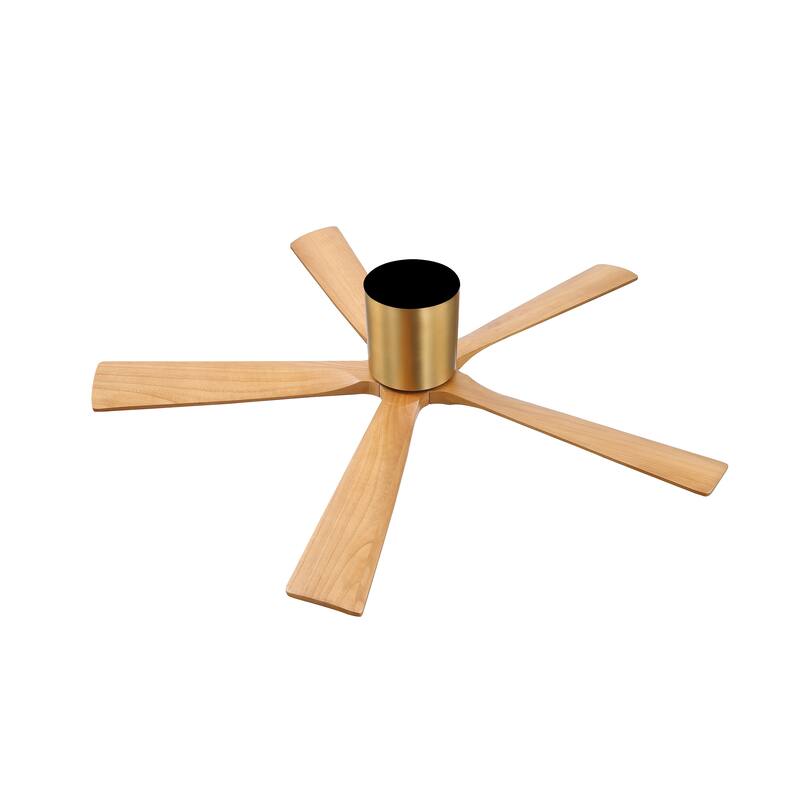 WINGBO 52" Solid Wood DC Motor Integrated LED Hugger Ceiling Fan with Remote