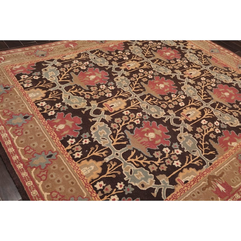 Hand-tufted Brown Oriental Wool Area Rug