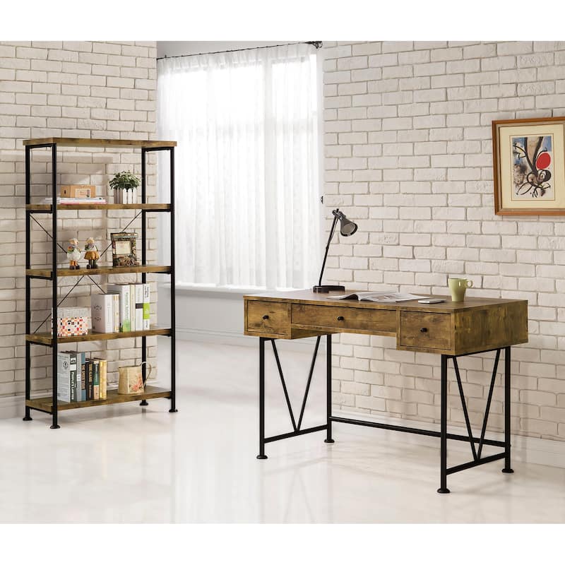 Analiese 2-Piece Computer Desk Bookcase Set Rustic Nutmeg
