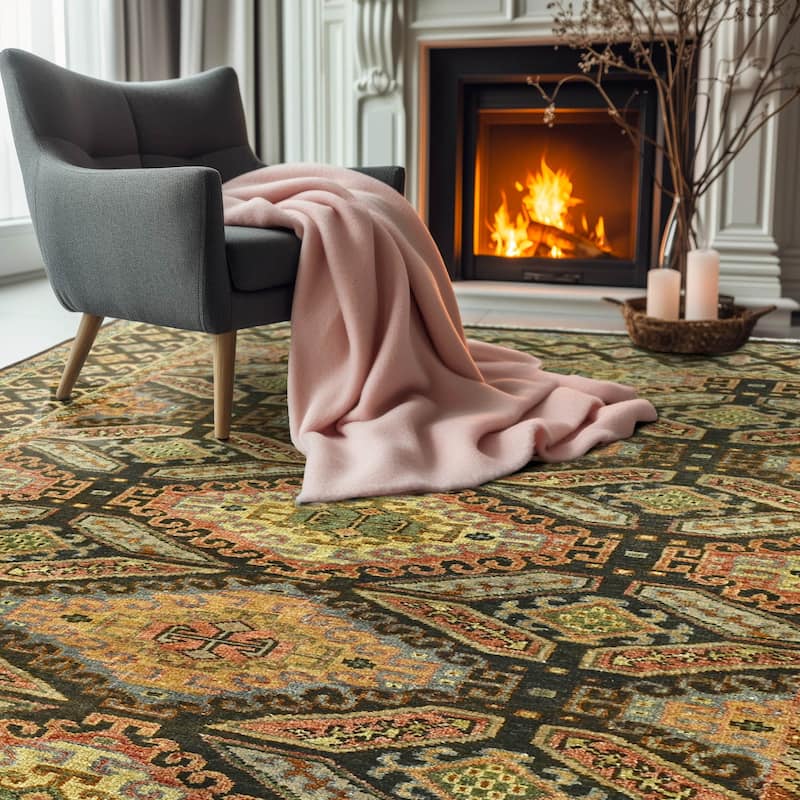 LoomBloom Gold Hand Knotted Transitional Oushak Wool Area Rug - 5' 6'' x 8' 8''