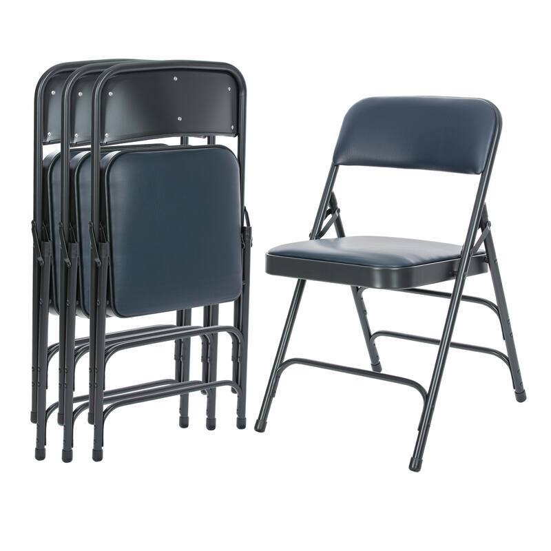 Hampden Furnishings Bernadine Collection Vinyl Triple Brace Folding Chair, Pack of 4