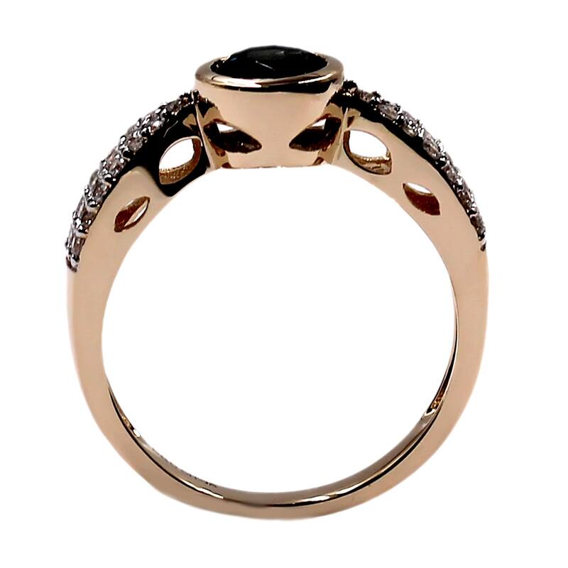 14KT Yellow Gold London Blue Topaz and Diamond Ring