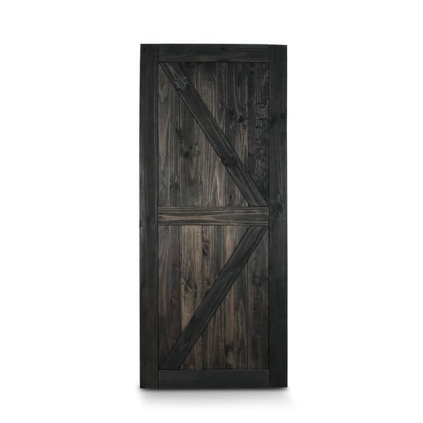 Shop Belleze 36 X 84 Sliding Barn Door Solid Pine Wood Arrow Shape Grey Standard Overstock 29556601
