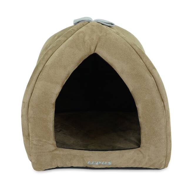 Pets Washable Pet Tent Bed - Cozy Covered Small Cat Bed and Dog Igloo Bed - Small - LATTE