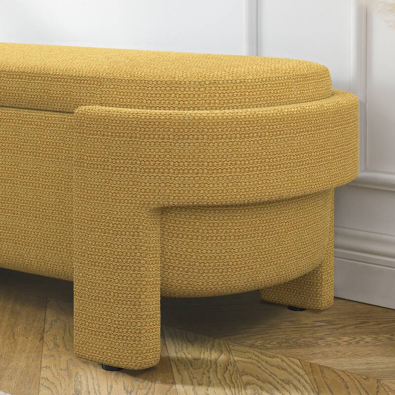 Linen Fabric Upholstered Bench with Large Storage Space for the Living Room, Entryway and Bedroom