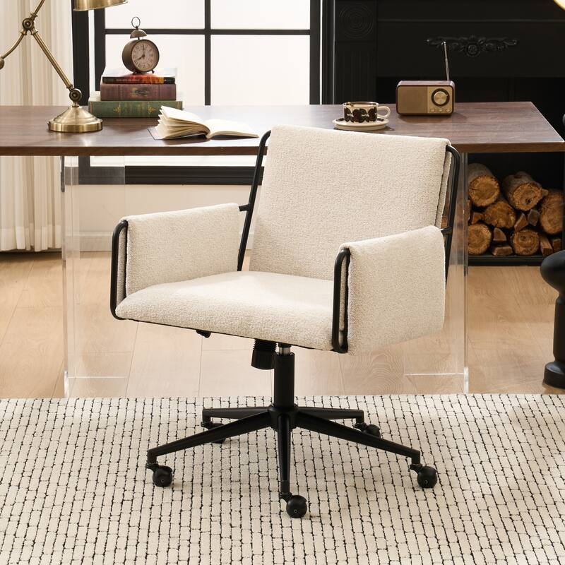 Upholstered Home Office Chair, Swivel Vanity Task Chair