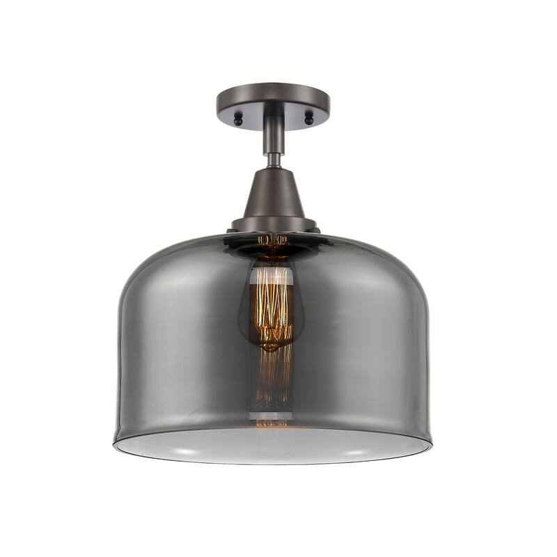 Innovations Lighting Caden Bell - 1 Light 12" Flush Mount - Oil Rubbed Bronze/Light Smoke