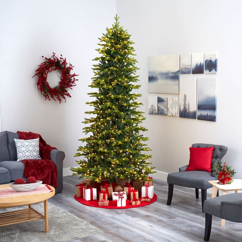 9Ft Christmas Tree with Lights - Holiday Fir Tree, 800 LED, 2854 Tips, Indoor Decor - Green - 108