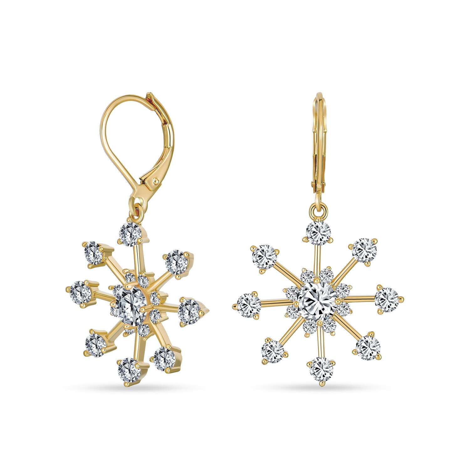 Christmas Tibetan Silver Snowflake Dangle Earrings on Leverback Findings