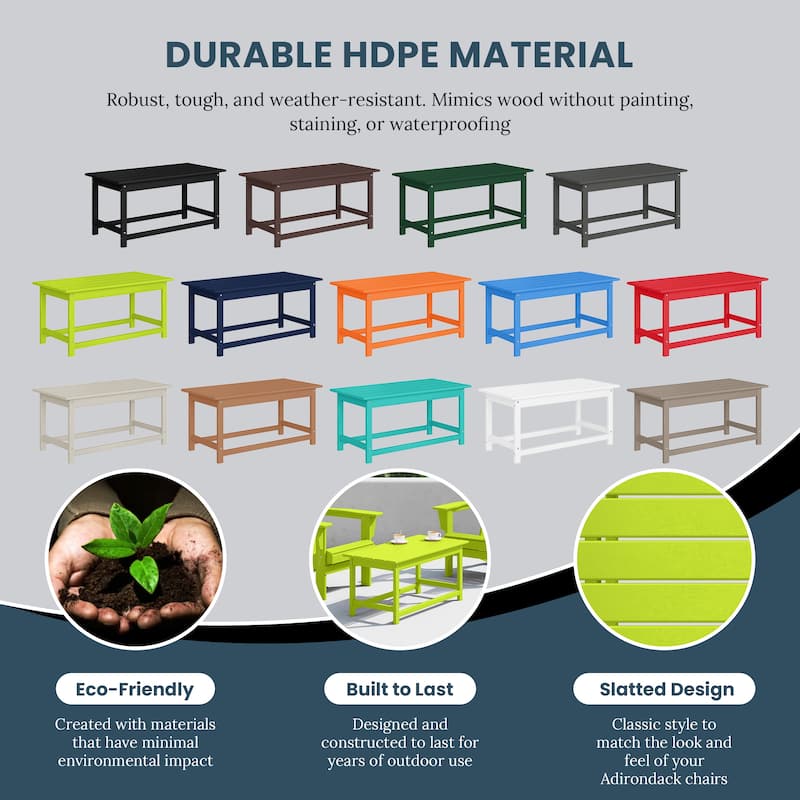 Laguna Hdpe All Weather Outdoor Patio Rectangular Coffee Table
