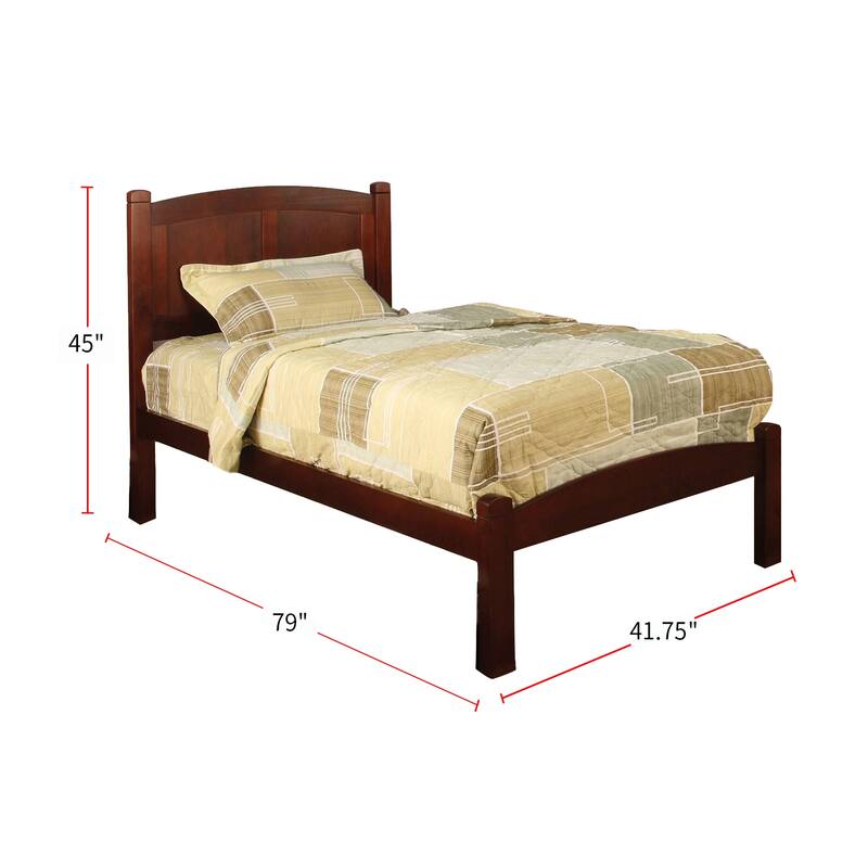 Wooden Twin Bed with Paneled Headboard in Cherry