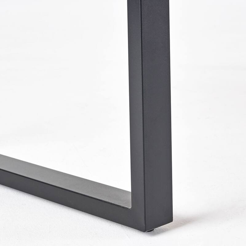 Roomfitters Kyston 70 Inch Rectangular Outdoor Dining Table, Acacia Wood Top with Iron Legs, Teak - L 70.3" x W 34.0" x H 30.0"