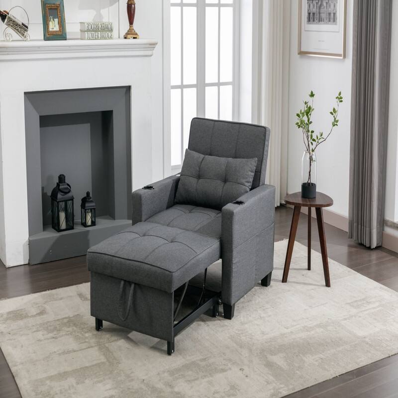 3-in-1 Pull Out Sleeper Chair Beds with USB Ports