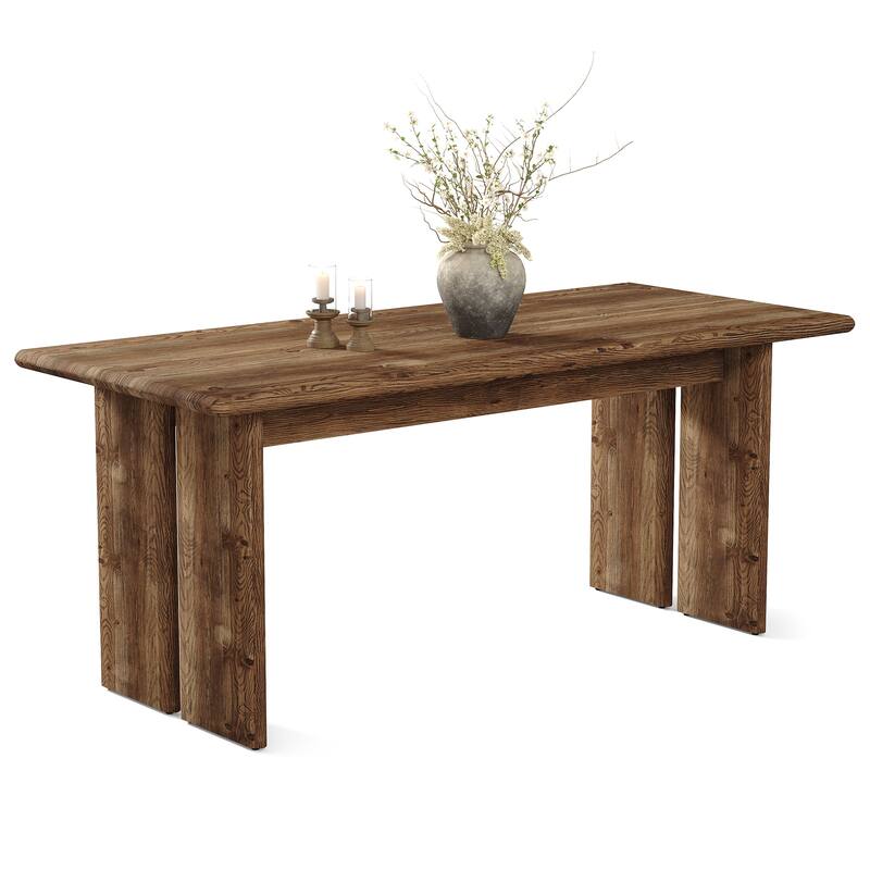 Solid Wood Dining Table, Large Rectangle Kitchen Table for Dining Room