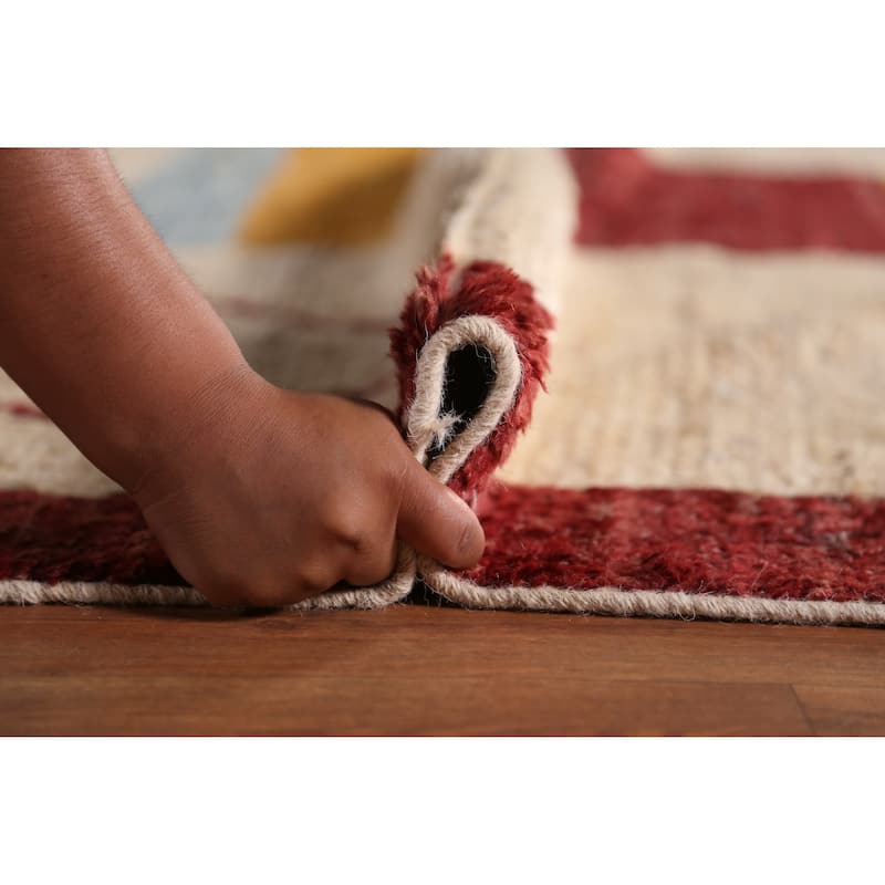 Moroccan Oriental Large Rug Handmade Modern Beige Wool Carpet - 9'11" x 13'8"