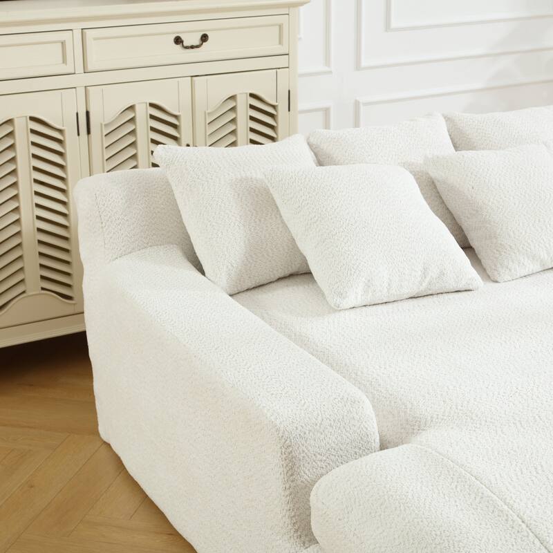 Chenille double spacious lazy sofa Living room Comfortable deep seat sofa with five pillows