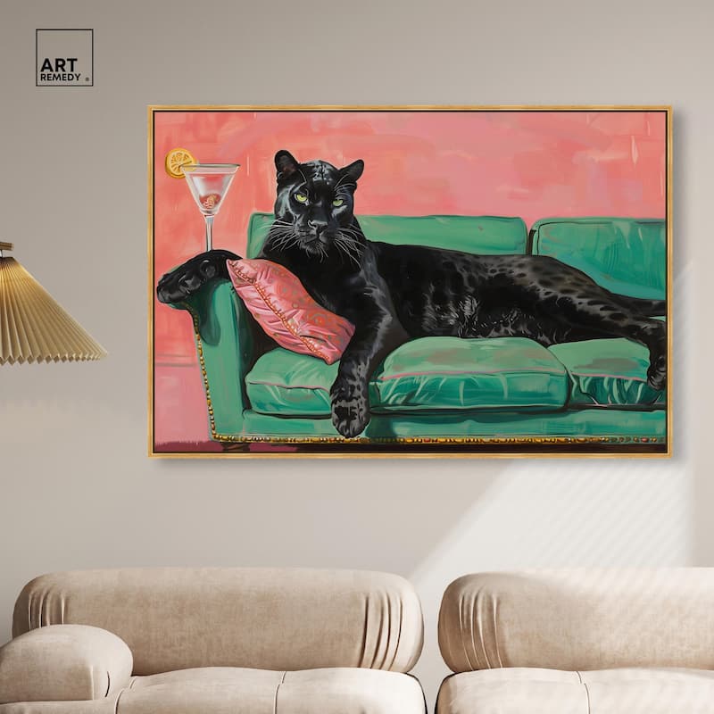 Lounging Panther Canvas by Art Remedy