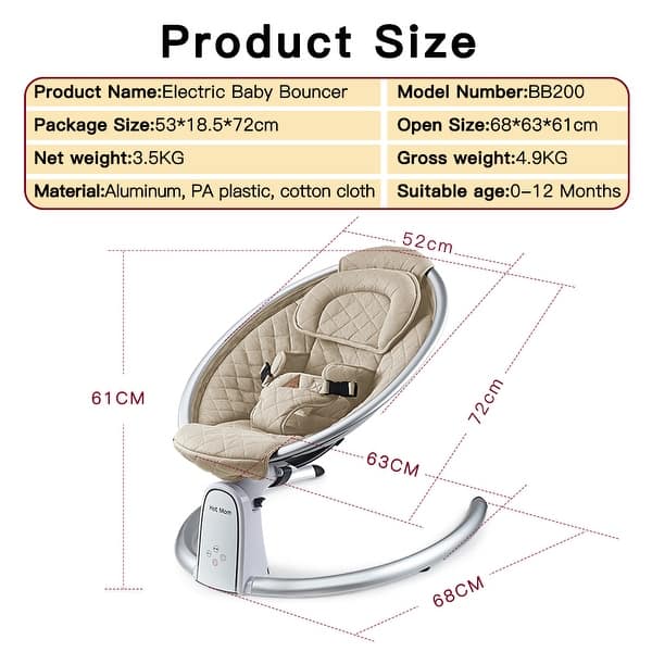 dimension image slide 0 of 2, Hot Mom Electric Cotton Baby Bouncer for Newborns and Infants