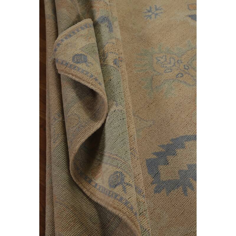 Hand Knotted Oriental 100% Wool Carpet Transitional All-Over Peach Oushak Area Rug - 10' 0'' X 8' 4''