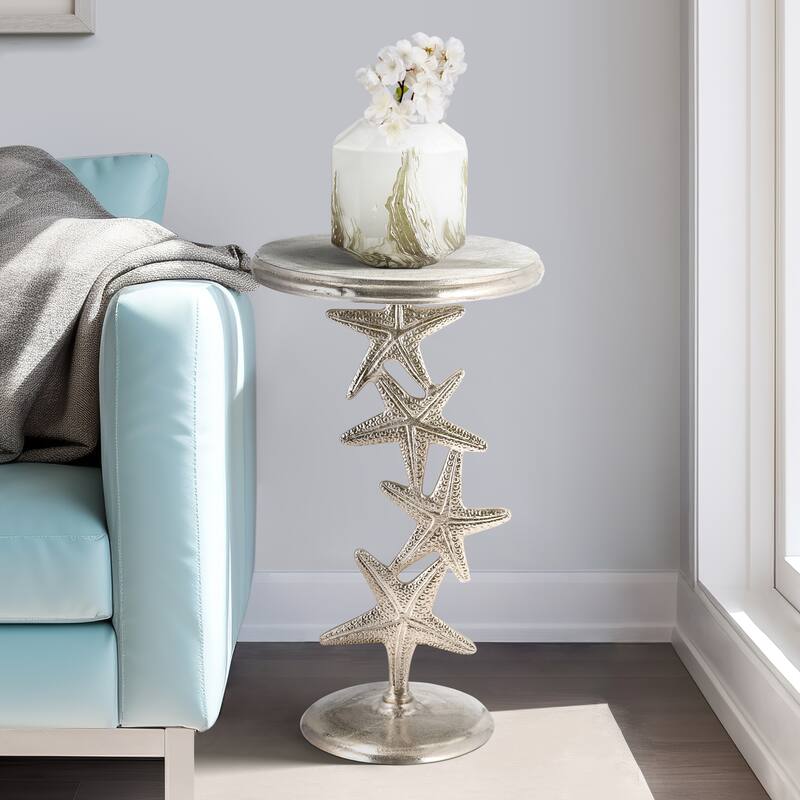 Sagebrook Home Coastal Accent Table Metal Aluminum Sculptural Starfish Base Nautical Inspired