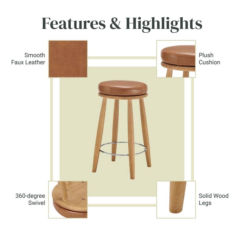 NPD Furniture Deandre Backless Swivel Counter Stool