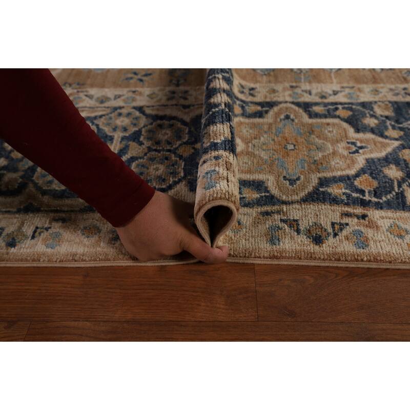 Vegetable Dye Floral Oushak Turkish Area Rug Hand-Knotted Wool Carpet - 9'3" x 12'5"