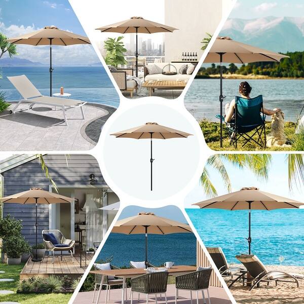 actual radius of 9 patio umbrella 9'ft Patio Umbrella Push Button Tilt Double Wind Vents Includes Base  Sunbrella