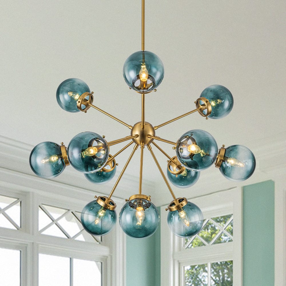 Ornate Glam 12-Light Sputnik Gradient Glass Globe Chandelier - 35.4 in