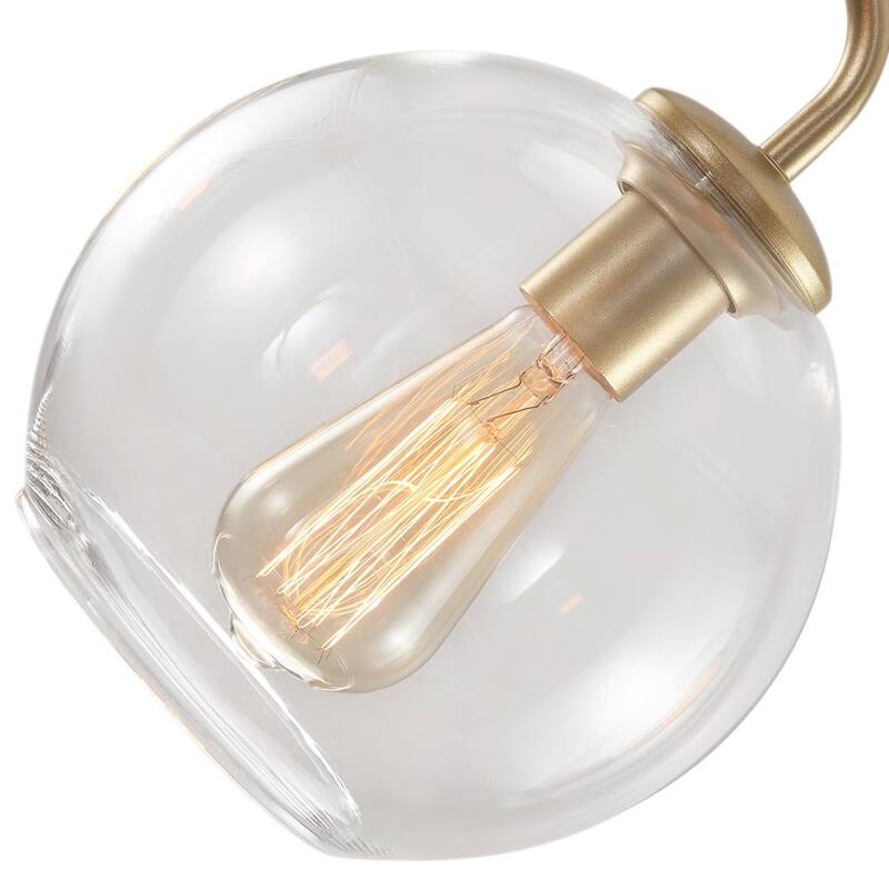 Mid-century 5-light Glass Globe Bubble Round Chandelier - 35in Wide