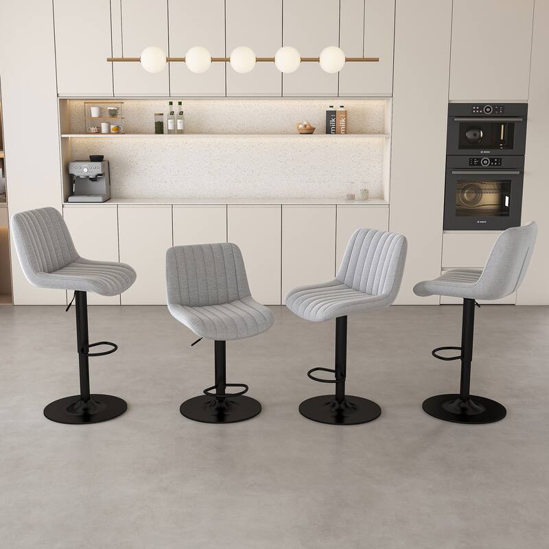 Swivel Bar Stools with Adjustable Height (35.03-43.7 Inches), Backrest, and Soft Knit Fabric - Bar Counter(Set of 2)