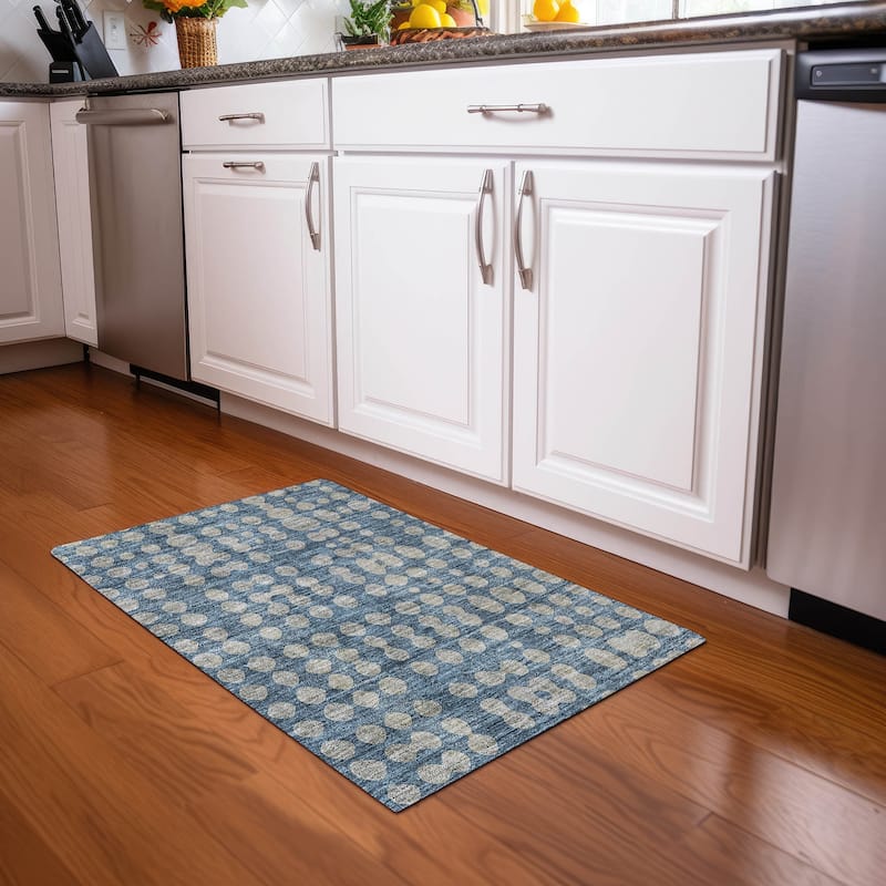 Premium Washable Super Soft Modern Connect Mayfield Rug - Denim - 1'8" x 2'6"