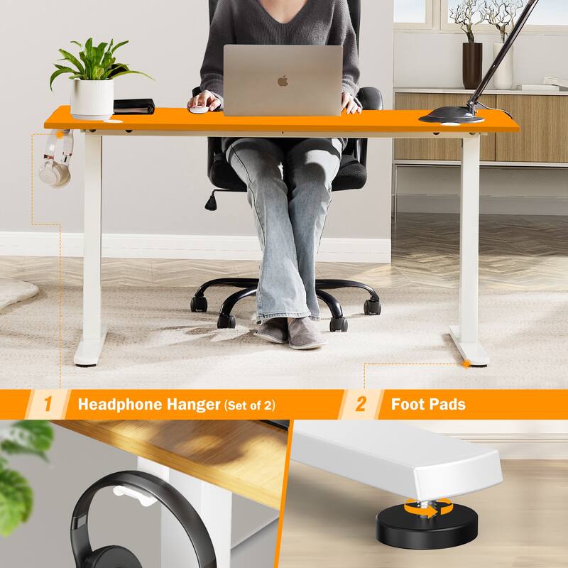 Electric Standing Desk - Adjustable Height Computer Workstation with Memory Settings for Home Office, Gaming & Study