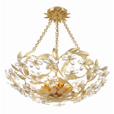 Marselle 6 Light Antique Gold Semi Flush Mount - 24"W x 6"H x 24"D