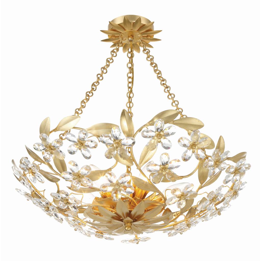 Marselle 6 Light Antique Gold Semi Flush Mount - 24"W x 6"H x 24"D