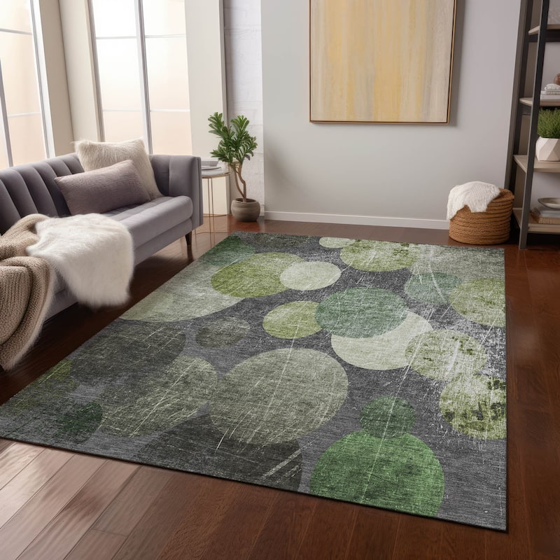 Machine Washable Indoor/ Outdoor Bubbles Chantille Rug