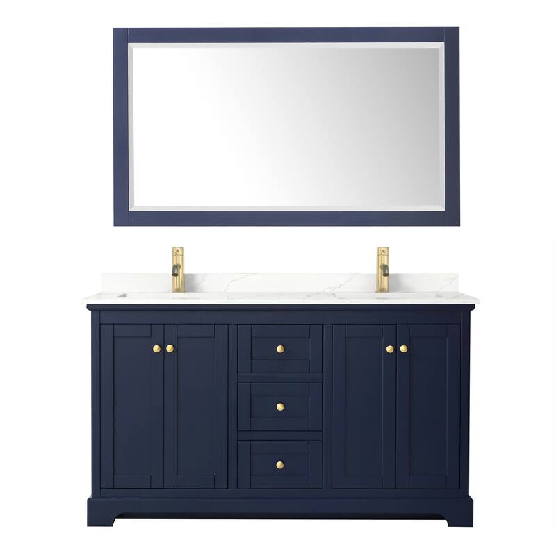 Avery 60-inch Double Vanity, Quartz Top, 58-inch Mirror