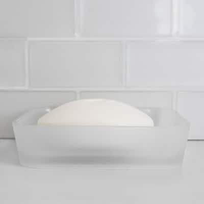 Frosted Rubberized Plastic Soap Dish - White