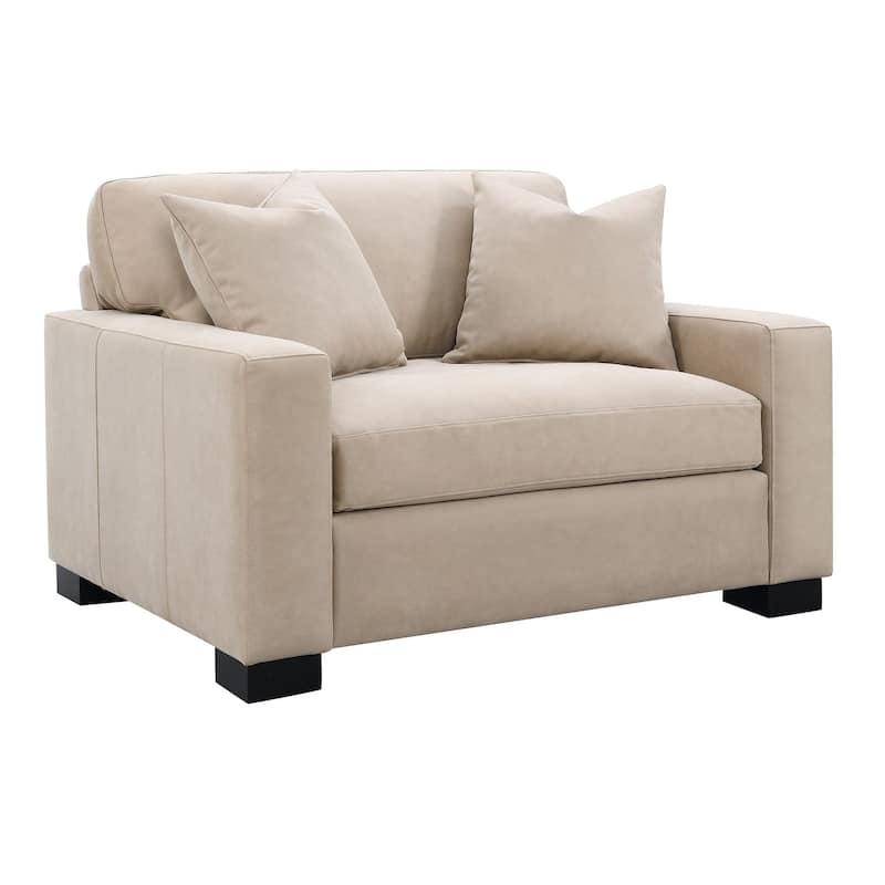 Dexter 52" Double Accent Chair with 2 Pillows, Taupe