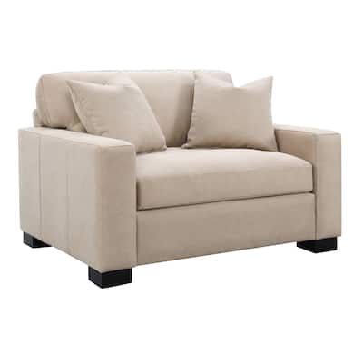 Dexter 52" Double Accent Chair with 2 Pillows, Taupe