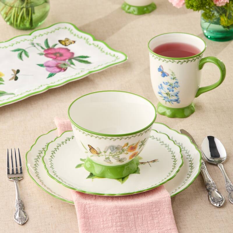 Certified International Mirabella 16 Piece Dinnerware Set, Service for 4 - 10.50"L x 10.50"W x 1.00"H