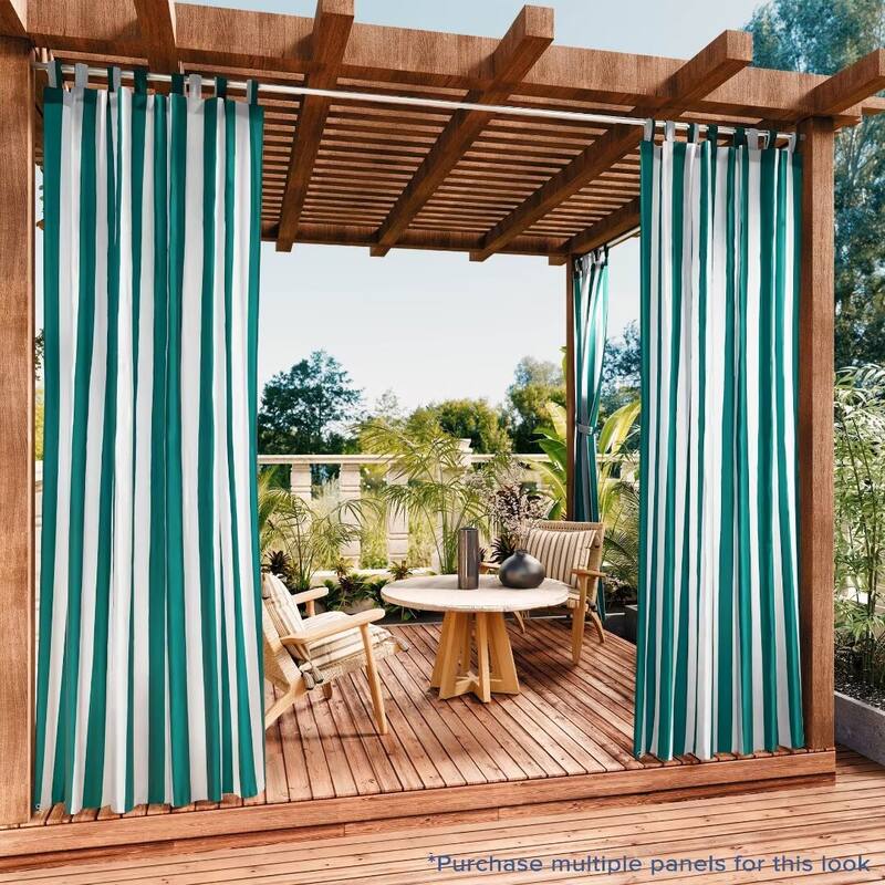 Stripe Outdoor UV Protected Privacy Tab Top Panel - 52"Wx84"L - Peacock
