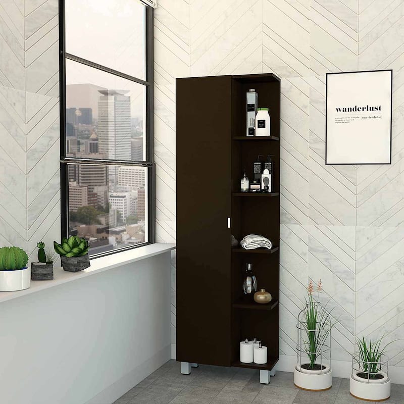 Portland 5-Shelf Linen Cabinet - Black