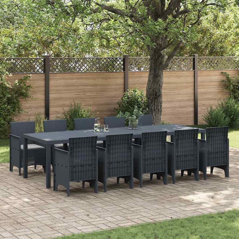 vidaXL Garden Dining Set 11/13 pcs - 118.1 x 39.4 x 28.7 - Anthracite/ Light gray/ 10 seaters