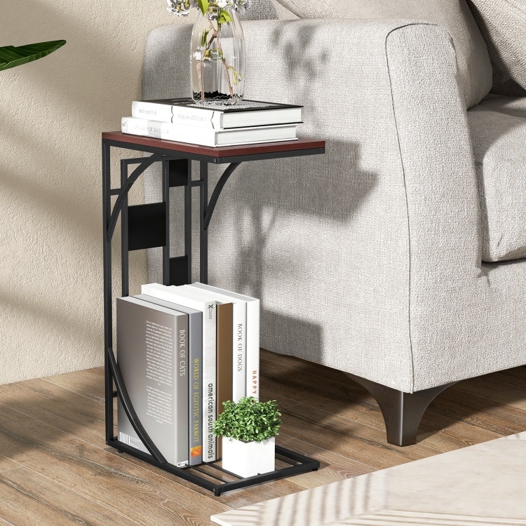 BESTCOSTY C-Shaped Narrow End Table for Living Room