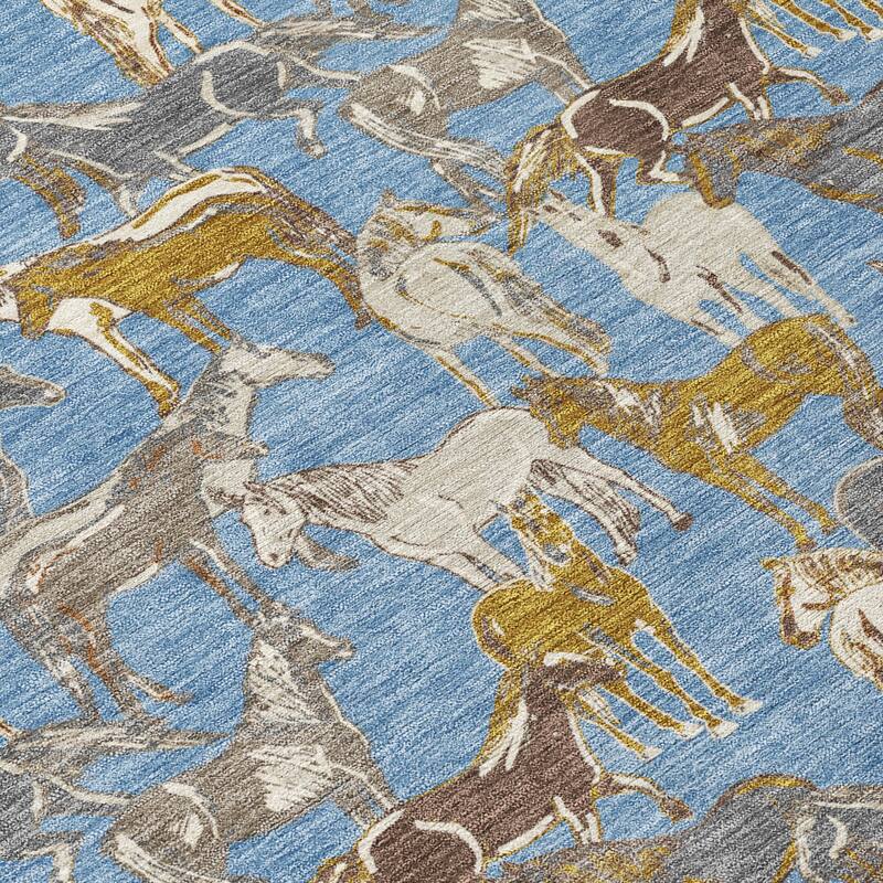 Machine Washable Indoor/ Outdoor Horse Herd Chantille Rug